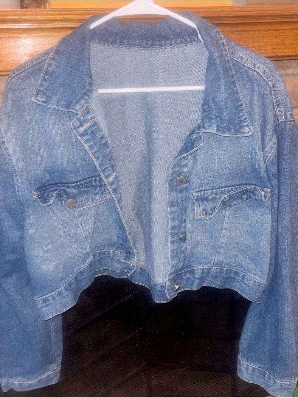 SHEIN Light Blue Cropped Denim Jacket